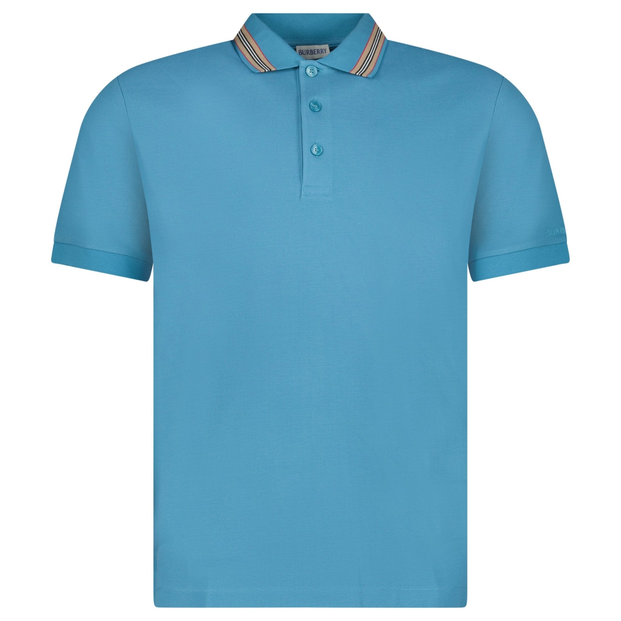 Burberry ‘Hartford’ Striped Check Short Sleeve Polo in Turquoise
