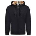 Burberry 'Hove' check Hood Embroidery Logo Hoodie Zip Sweatshirt Black