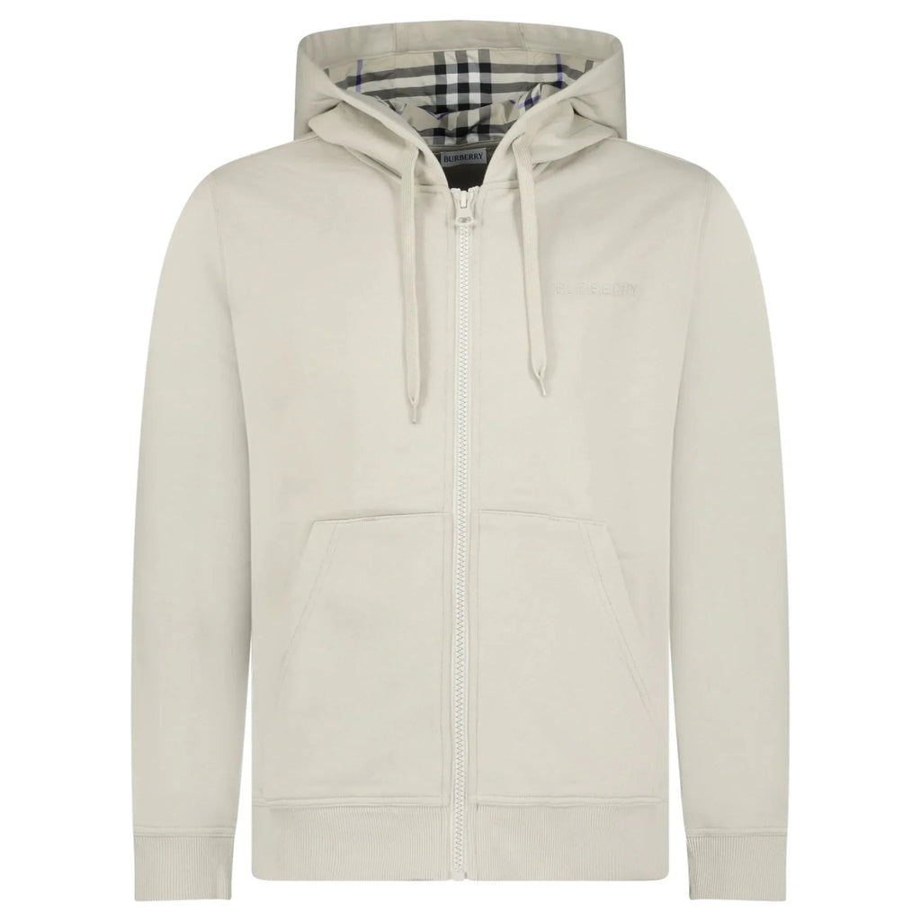 Burberry 'Hove' check Hood Embroidery Logo Hoodie Zip Sweatshirt Lichen