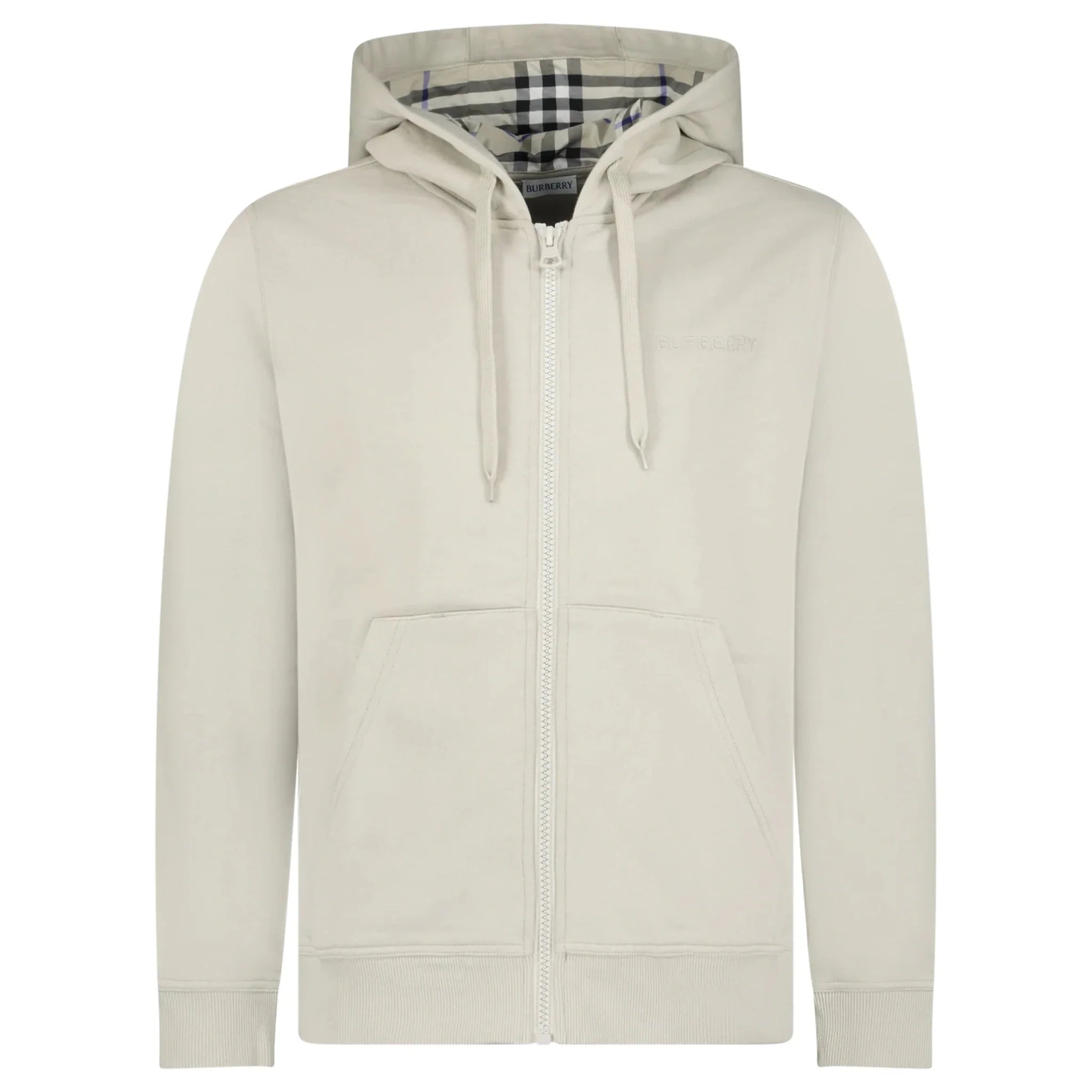 Burberry 'Hove' check Hood Embroidery Logo Hoodie Zip Sweatshirt Lichen