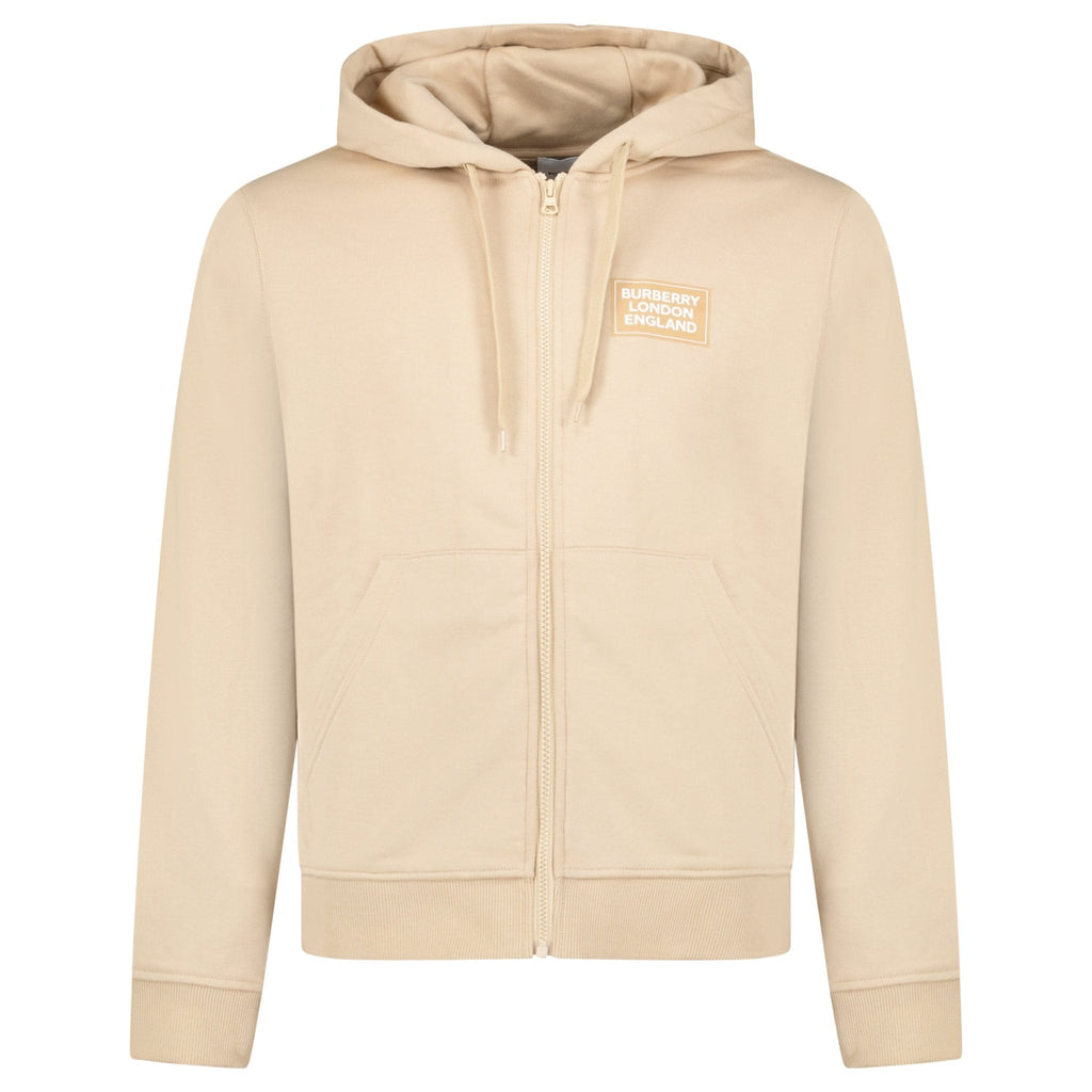 Burberry 'Keira' Logo Hoodie Zip Sweatshirt Beige