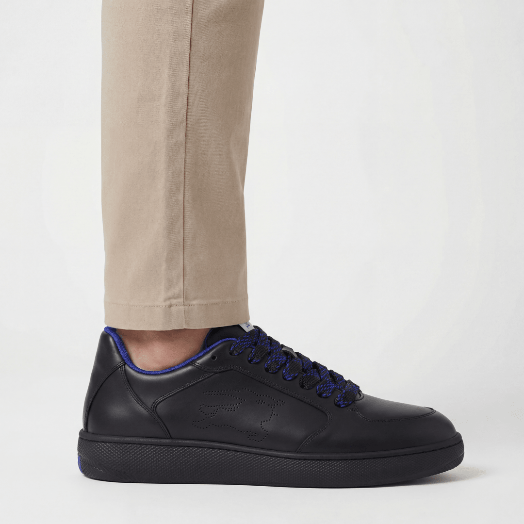 Burberry Leather Padded Trainers in Black & Blue