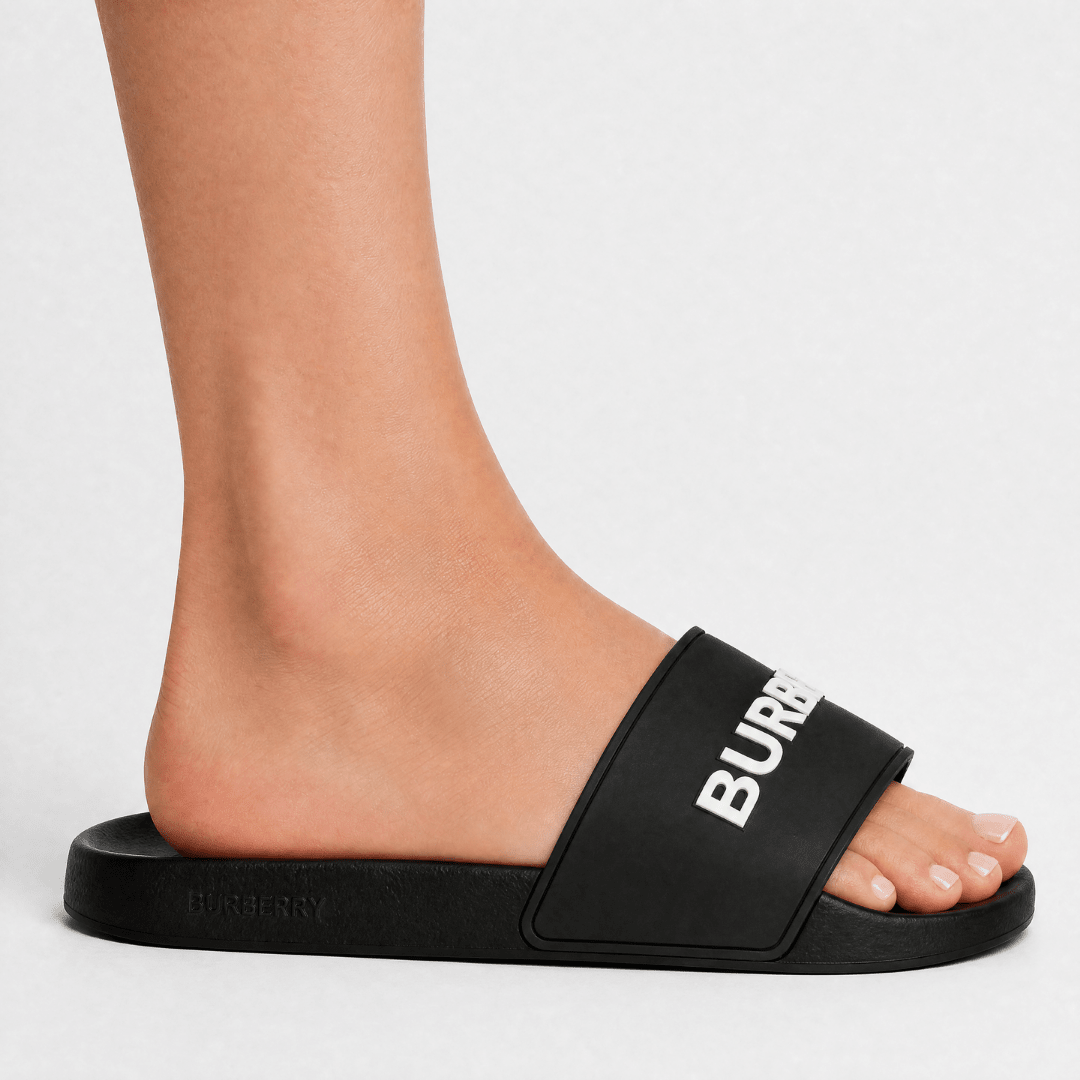 Burberry Logo Tech Furley Sliders Black