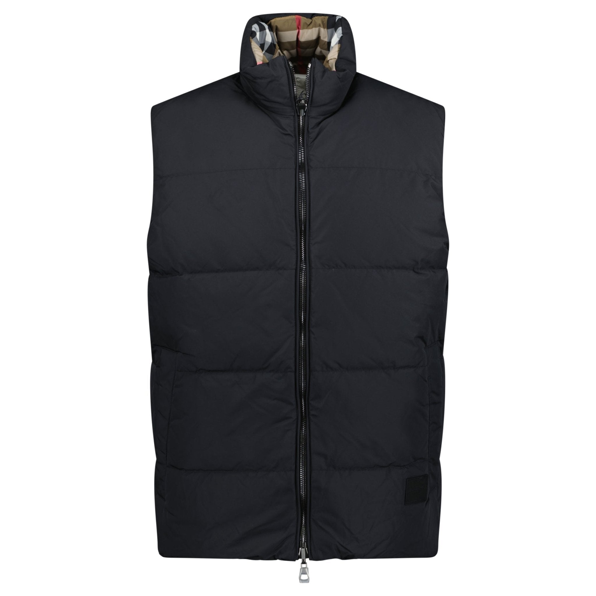 Burberry 'Lowick' Reversible Down Gilet Black & Check