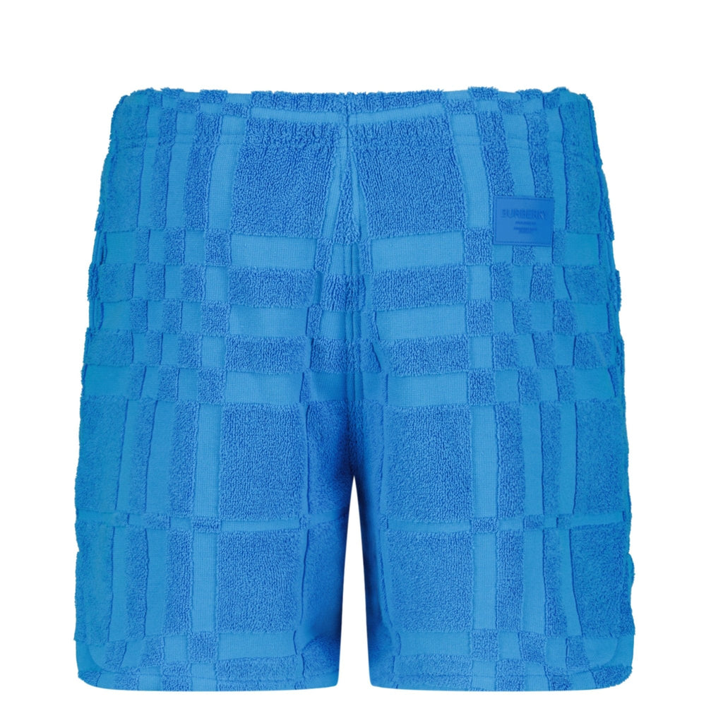 Burberry 'Morden' Check Knit Cotton Terry Shorts Blue