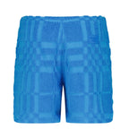 Burberry 'Morden' Check Knit Cotton Terry Shorts Blue