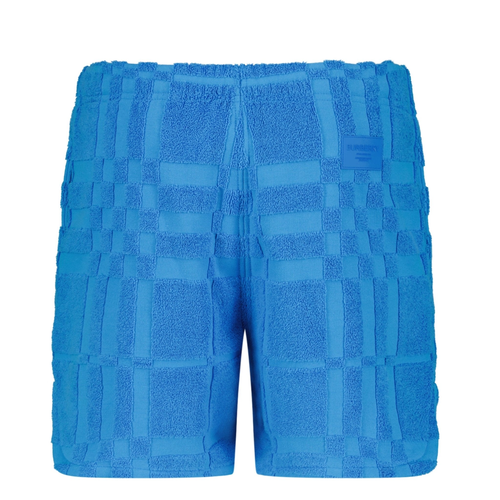 Burberry 'Morden' Check Knit Cotton Terry Shorts Blue