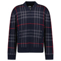 Burberry 'Morland' Knitted Wool Bomber Jacket Check Navy