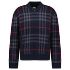 Burberry 'Morland' Knitted Wool Bomber Jacket Check Navy