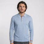 Burberry 'Pace' Signature Stripe Wool Polo Mid Blue
