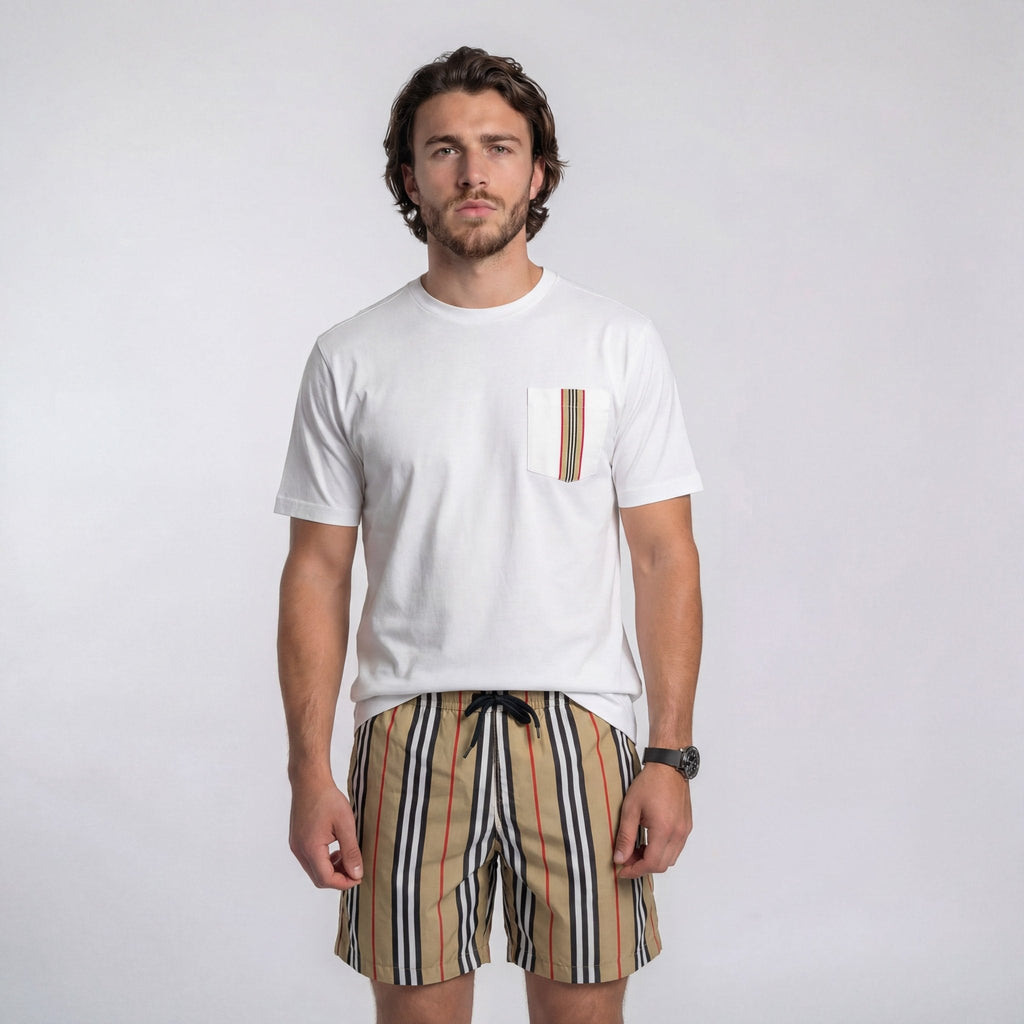 Burberry 'Martin' Signature Check Swim Shorts Archive Beige