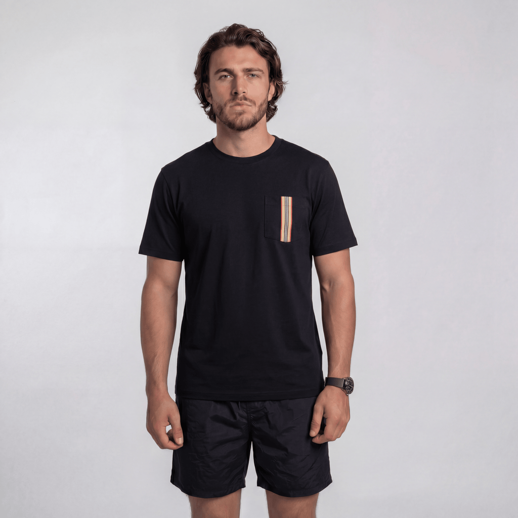 Burberry 'Ellison' Stripe Embroidery T-Shirt Black