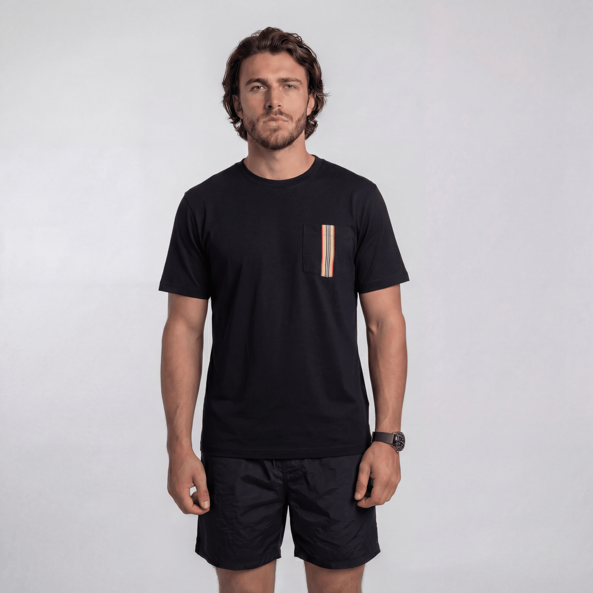Burberry 'Ellison' Stripe Embroidery T-Shirt Black