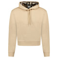 Burberry 'Talley' Embroidery Logo Check Hooded Sweatshirt Beige