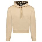 Burberry 'Talley' Embroidery Logo Check Hooded Sweatshirt Beige