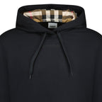 Burberry 'Talley' Embroidery Logo Check Hooded Sweatshirt Black