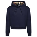Burberry 'Talley' Embroidery Logo Check Hooded Sweatshirt Navy