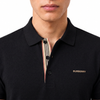 Burberry 'Hartford' Embroidery Logo Check Polo Black