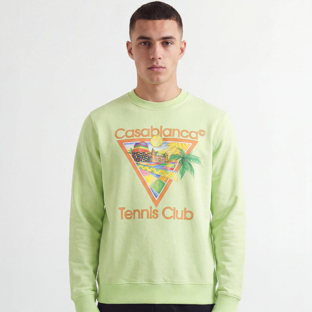 Casablanca Afro Cubsim tennis Club Printed Sweatshirt Pale Green