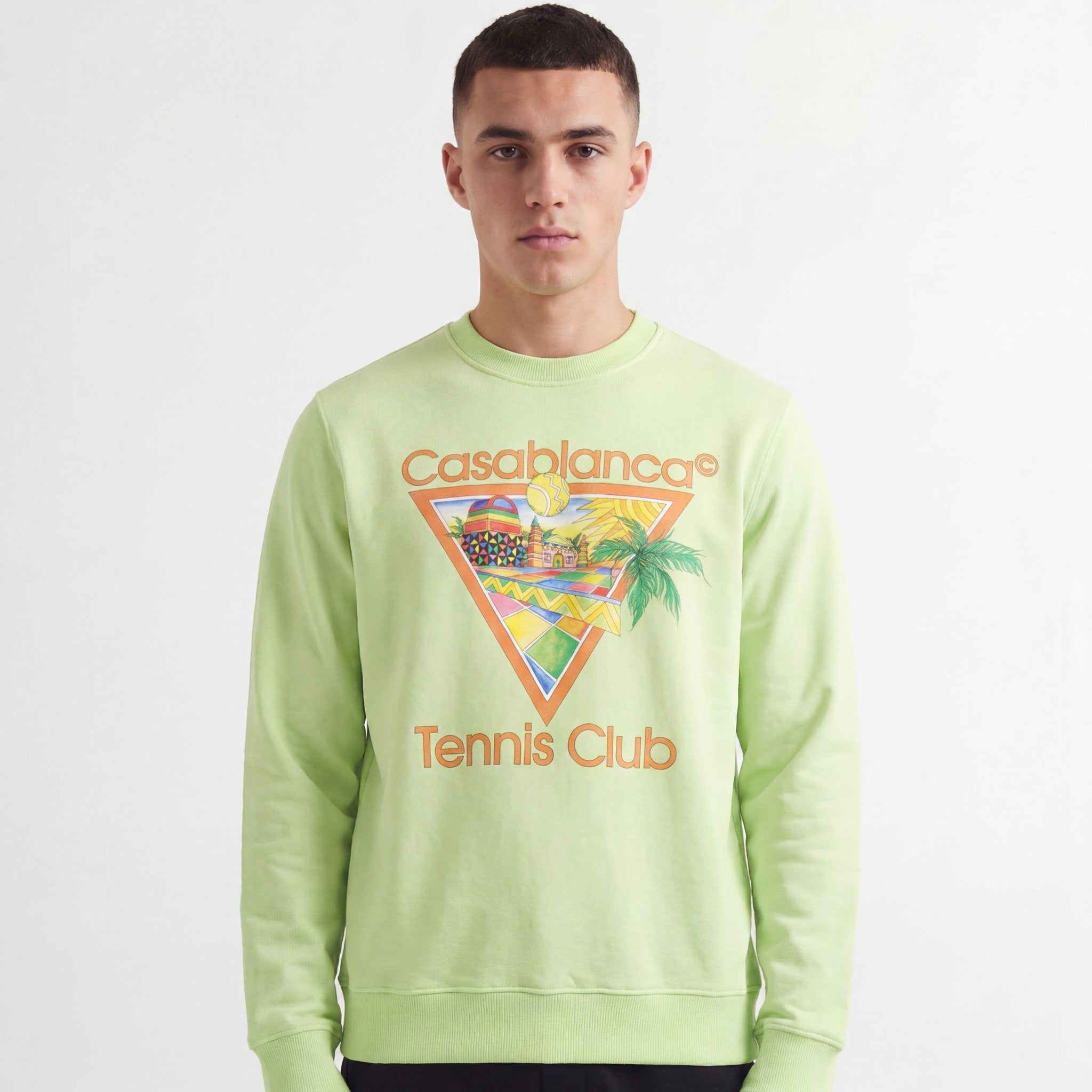 Casablanca Afro Cubsim tennis Club Printed Sweatshirt Pale Green