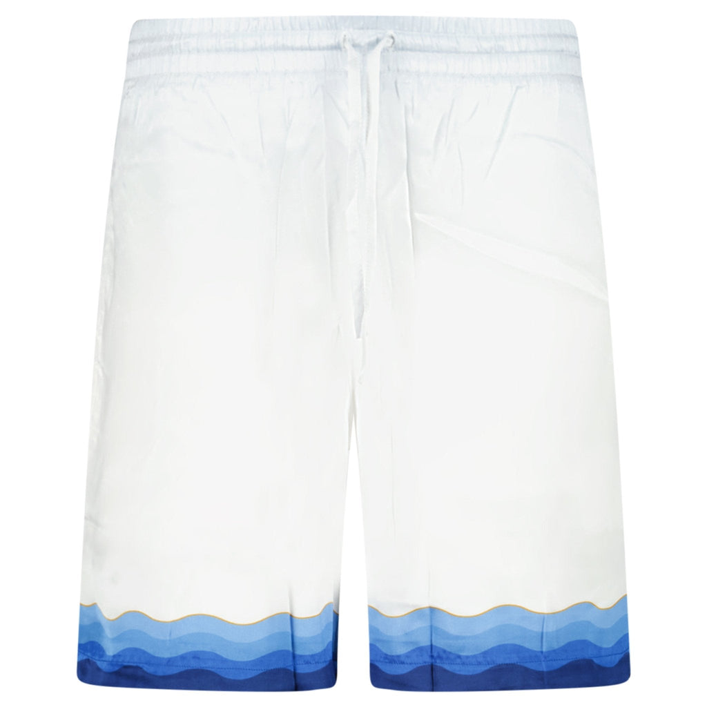 Casablanca Atlantis Oranges Drawstring Silk Shorts in White