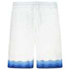 Casablanca Atlantis Oranges Drawstring Silk Shorts in White