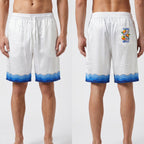 Casablanca Atlantis Oranges Drawstring Silk Shorts in White