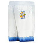 Casablanca Atlantis Oranges Drawstring Silk Shorts in White