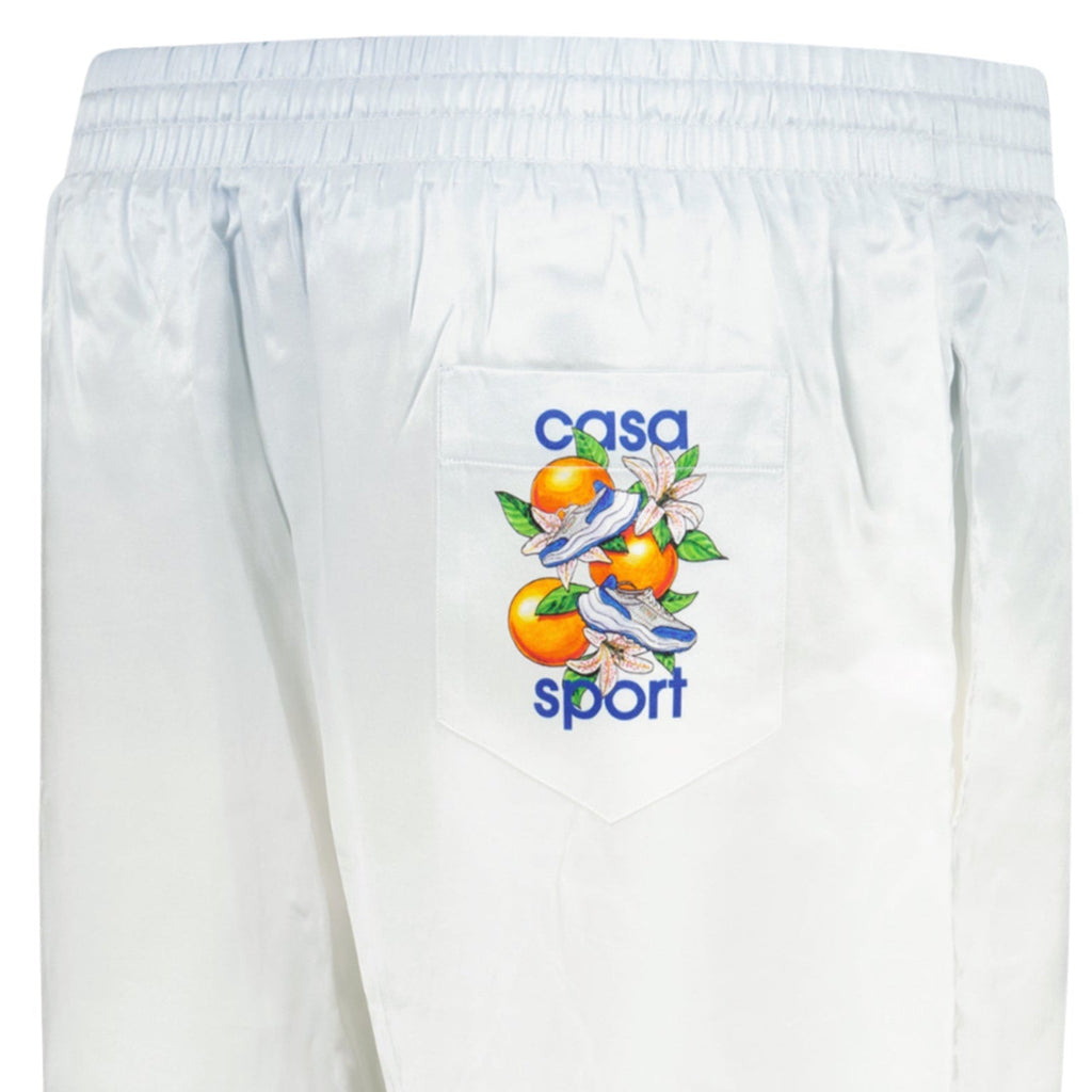 Casablanca Atlantis Oranges Drawstring Silk Shorts in White