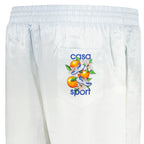 Casablanca Atlantis Oranges Drawstring Silk Shorts in White