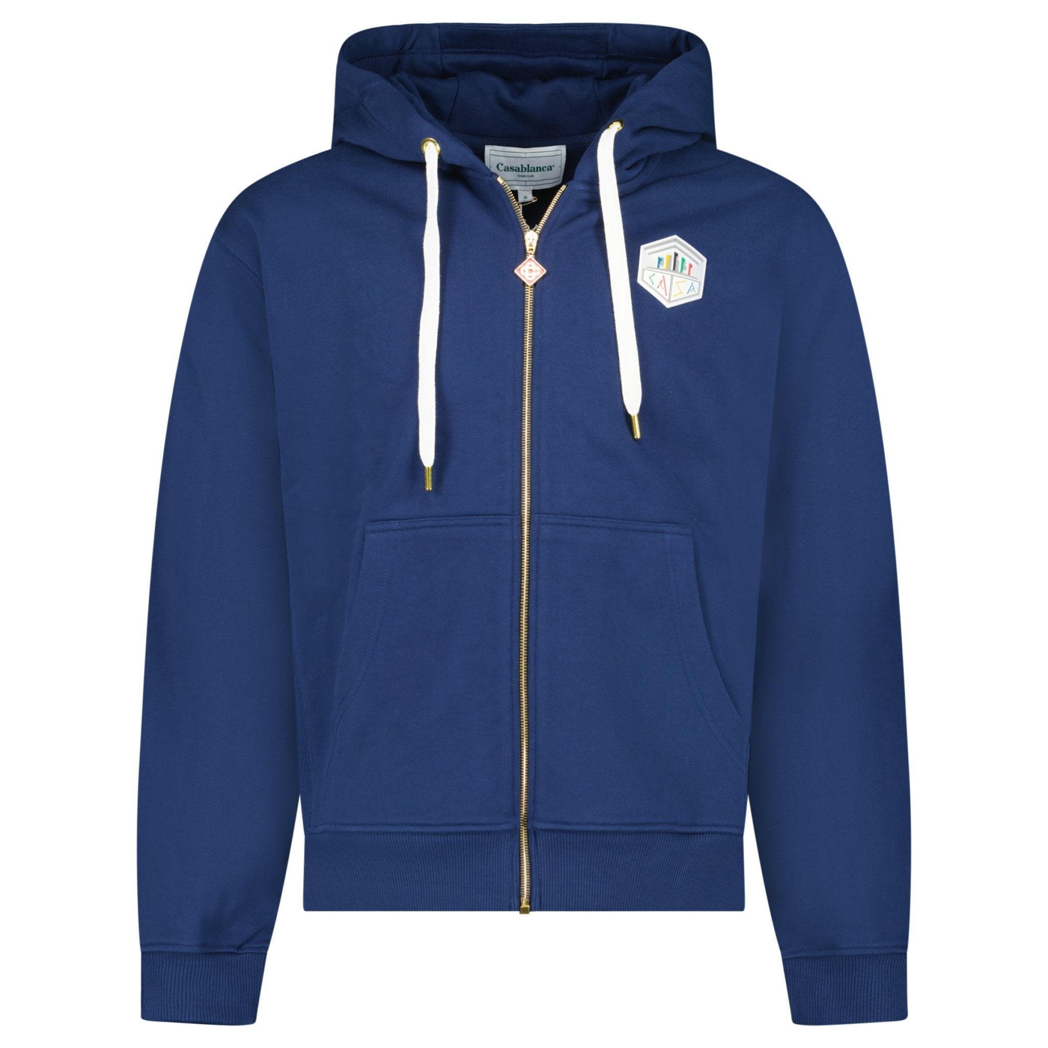 Casablanca Casa Temple Zip Hoodie in Navy