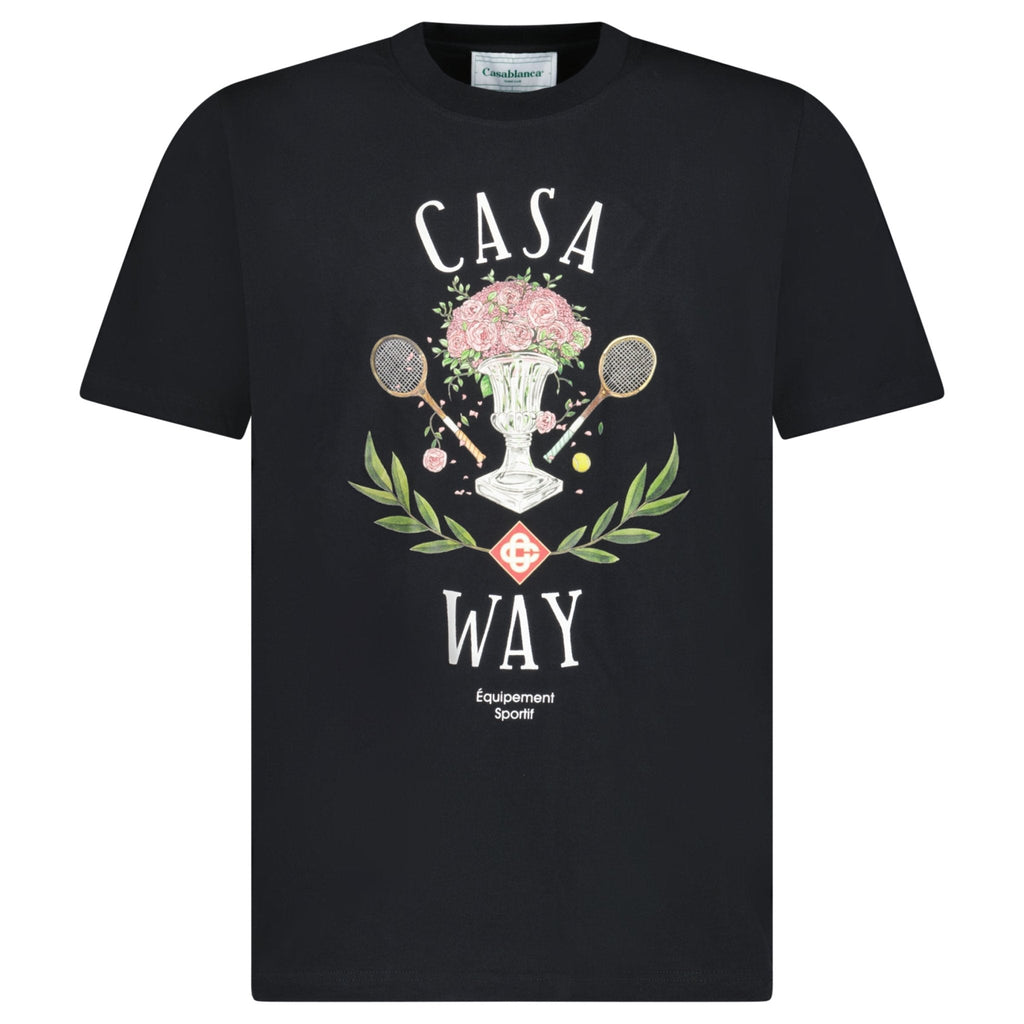 Casablanca "Casa Way" Rose Vase Printed T-Shirt in Black
