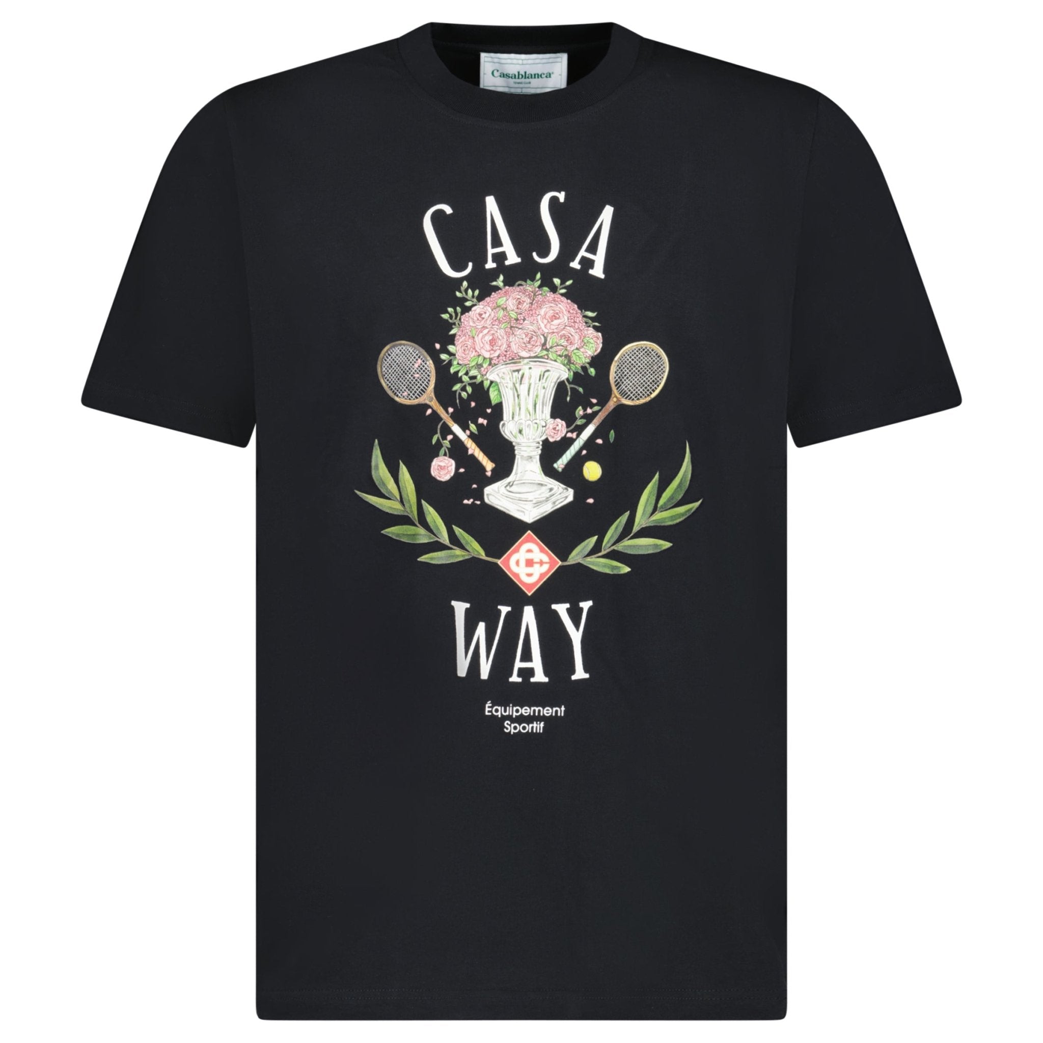 Casablanca "Casa Way" Rose Vase Printed T-Shirt in Black