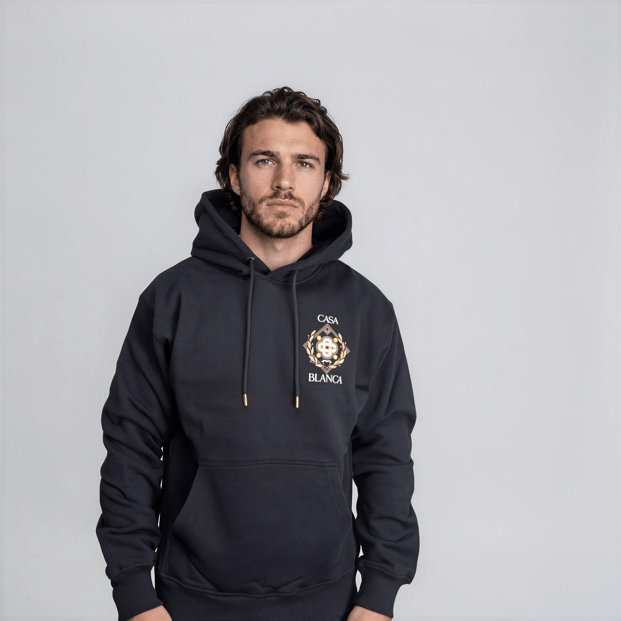 Casablanca Championship Diamond Printed Hoodie in Black