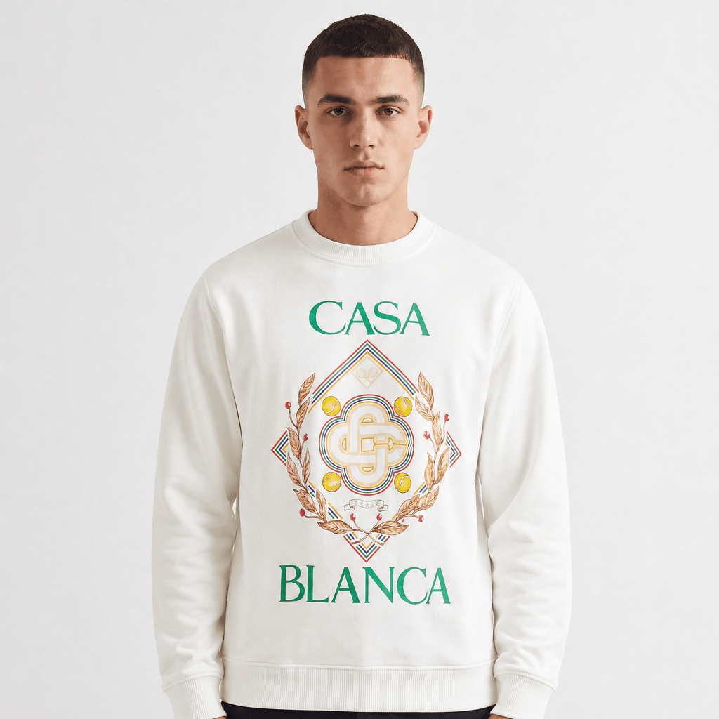 Casablanca Championship Diamond Printed Sweatshirt in Ivory