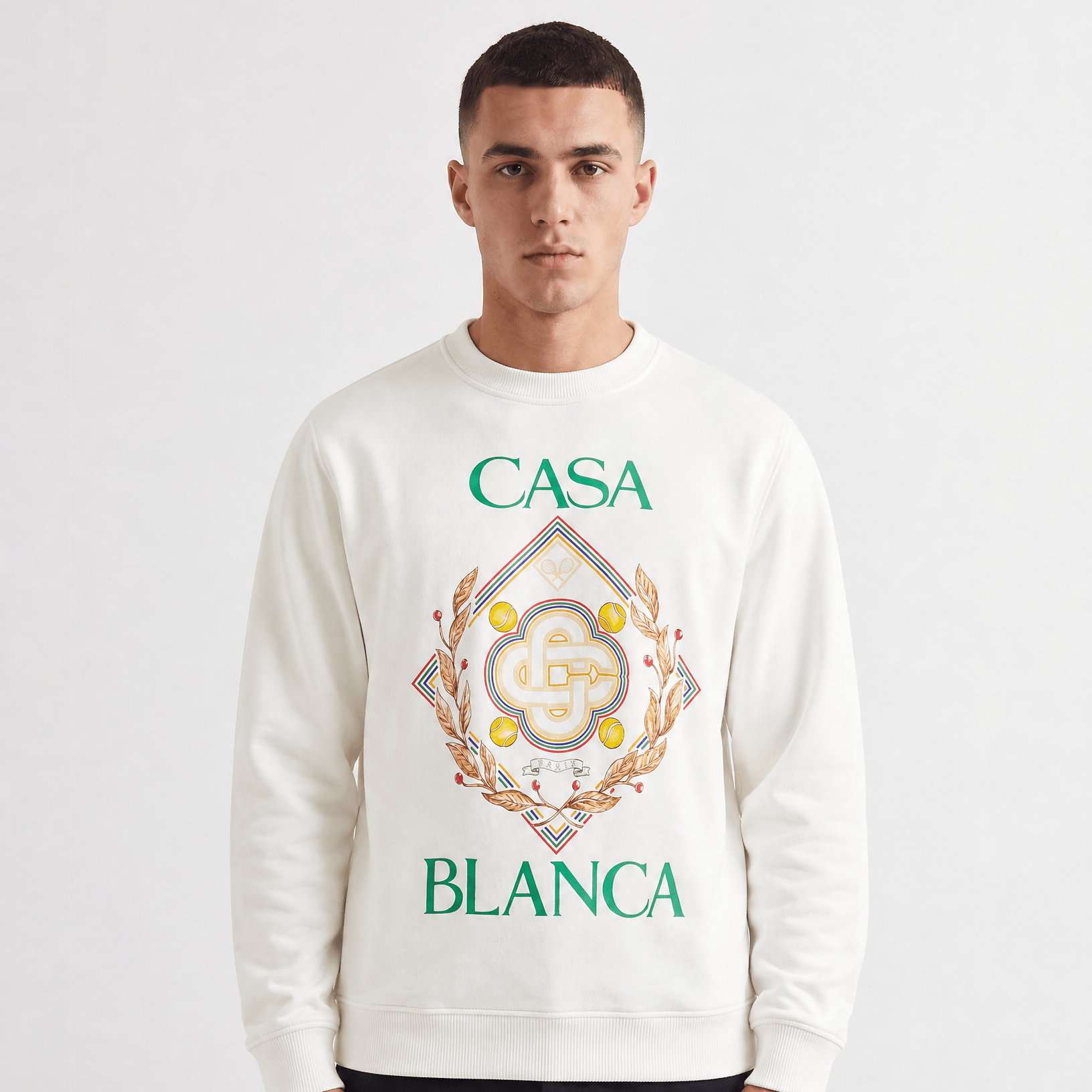 Casablanca Championship Diamond Printed Sweatshirt in Ivory