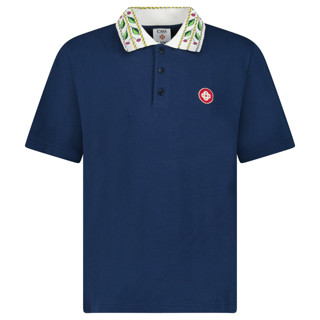 Casablanca Classic Laurel Pique Polo Navy
