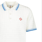 Casablanca Cotton-Blend Bouclé Waffle-Knit Polo Shirt in White