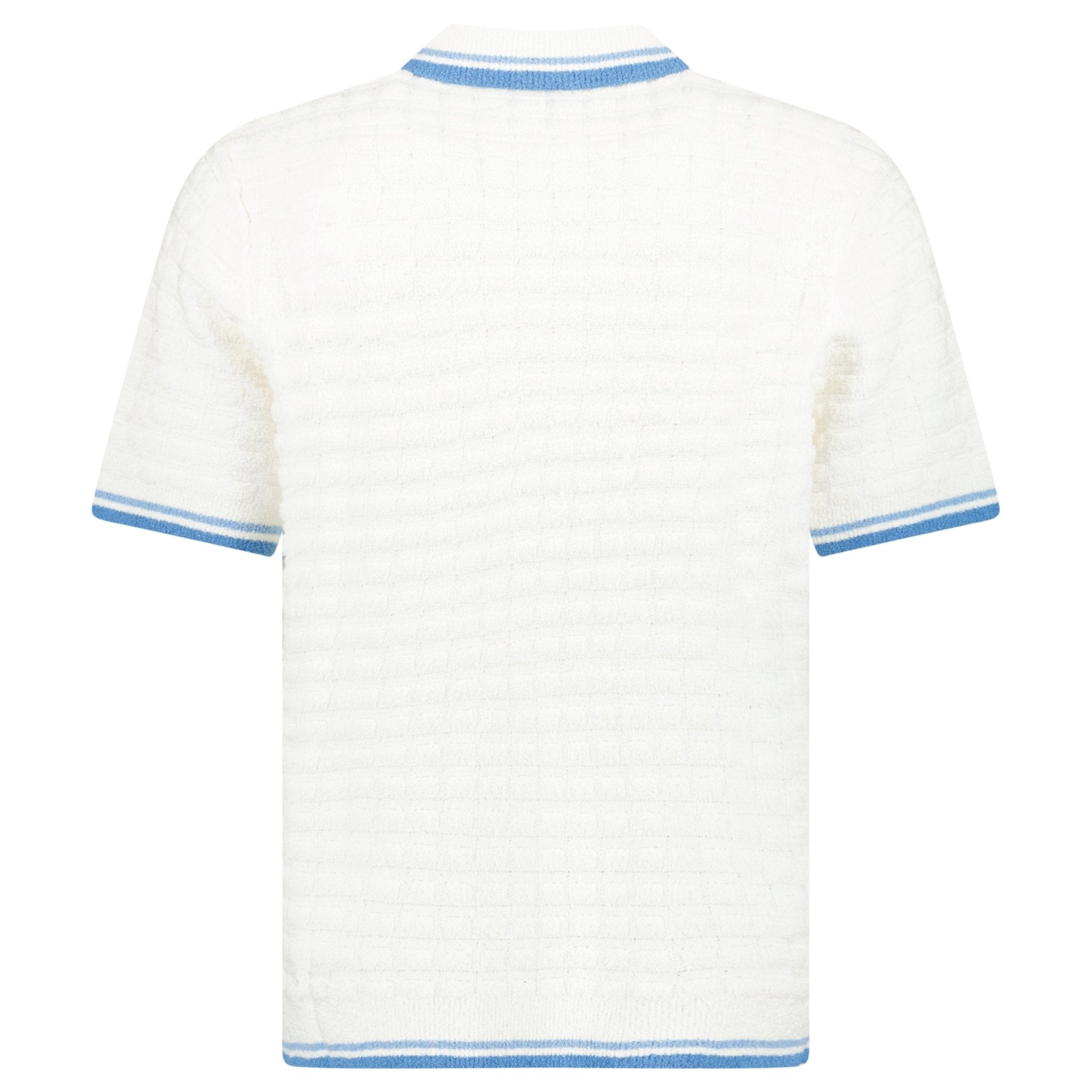 Casablanca Cotton-Blend Bouclé Waffle-Knit Polo Shirt in White