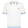 Casablanca Cotton-Blend Bouclé Waffle-Knit Polo Shirt in White