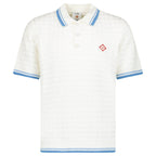 Casablanca Cotton-Blend Bouclé Waffle-Knit Polo Shirt in White