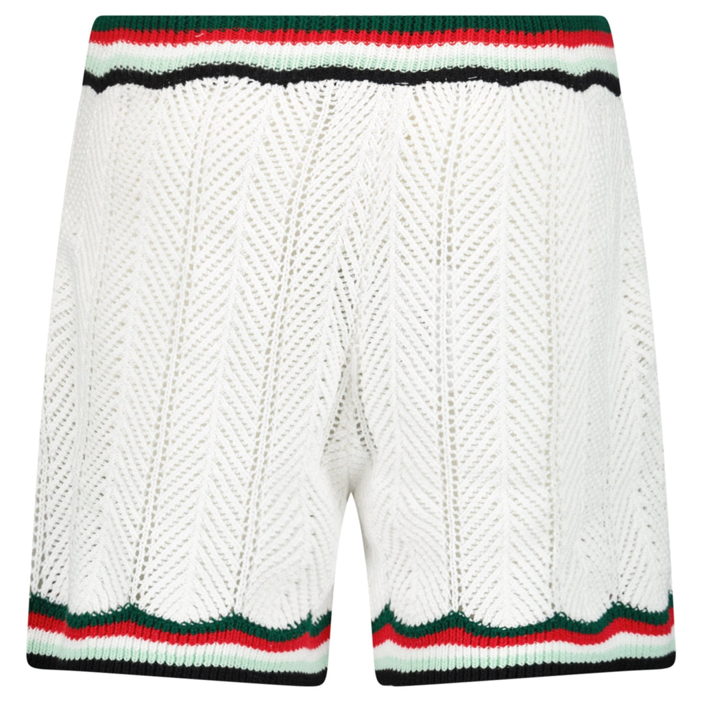 Casablanca Cotton Chevron Crochet Shorts in White