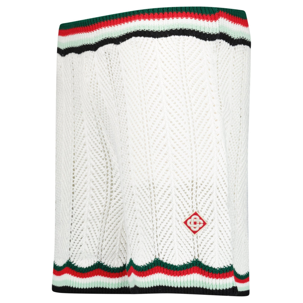 Casablanca Cotton Chevron Crochet Shorts in White