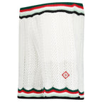 Casablanca Cotton Chevron Crochet Shorts in White