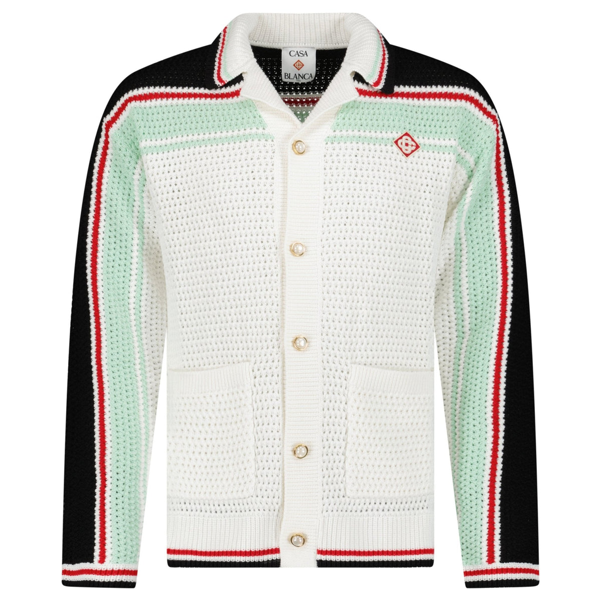 Casablanca Cotton Tennis Crochet Shacket in White / Multicolour