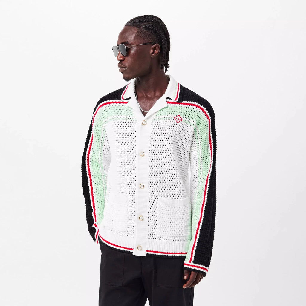 Casablanca Cotton Tennis Crochet Shacket in White / Multicolour