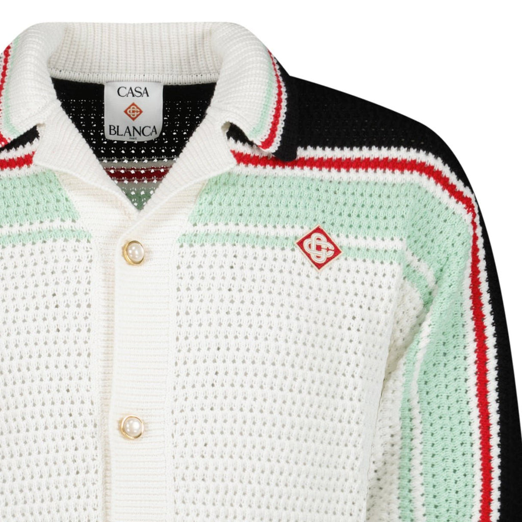 Casablanca Cotton Tennis Crochet Shacket in White / Multicolour