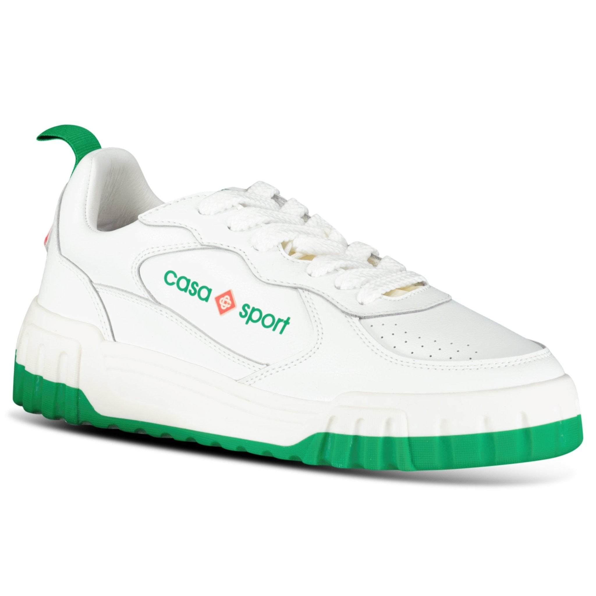 Casablanca Court Sneaker in White & Green