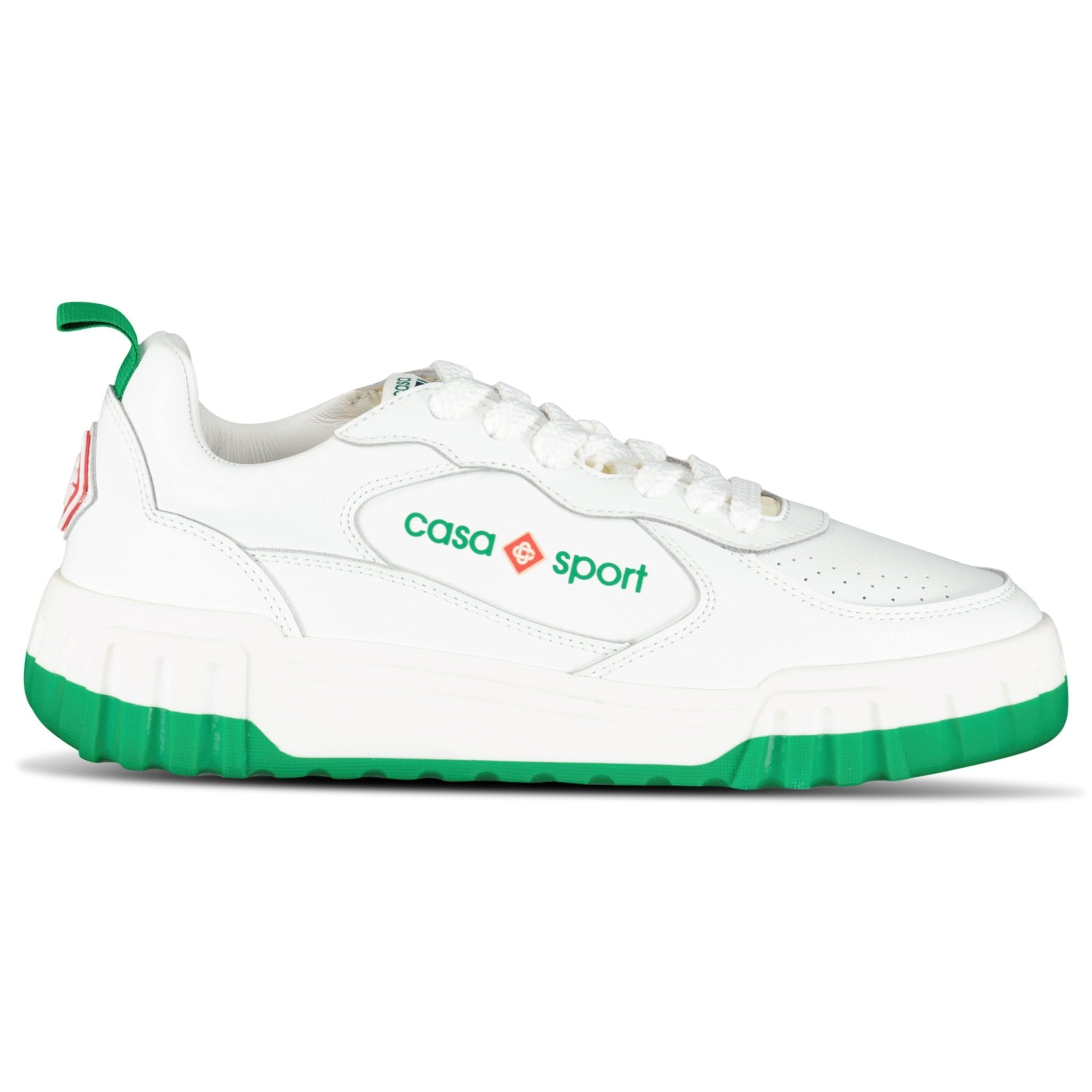 Casablanca Court Sneaker in White & Green