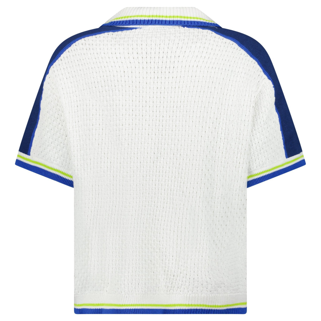 Casablanca Crochet Shirt in White and Blue
